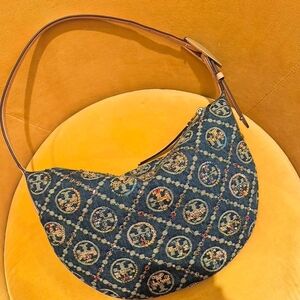 Tory Burch Limited Edition Blue and Gold Patterned Shoulder Bag